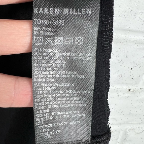 KAREN MILLEN Black & Tan Colorblock Sleeveless Blouse with Peplum Hem Size 10 - Picture 7 of 7